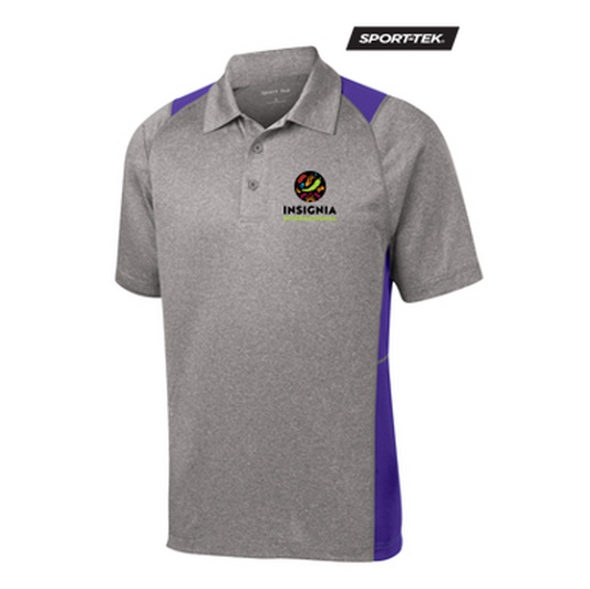 NEW INSIGNIA MEN'S - Sport-Tek® Heather Colorblock Contender™ Polo - Vintage Heather/ Purple